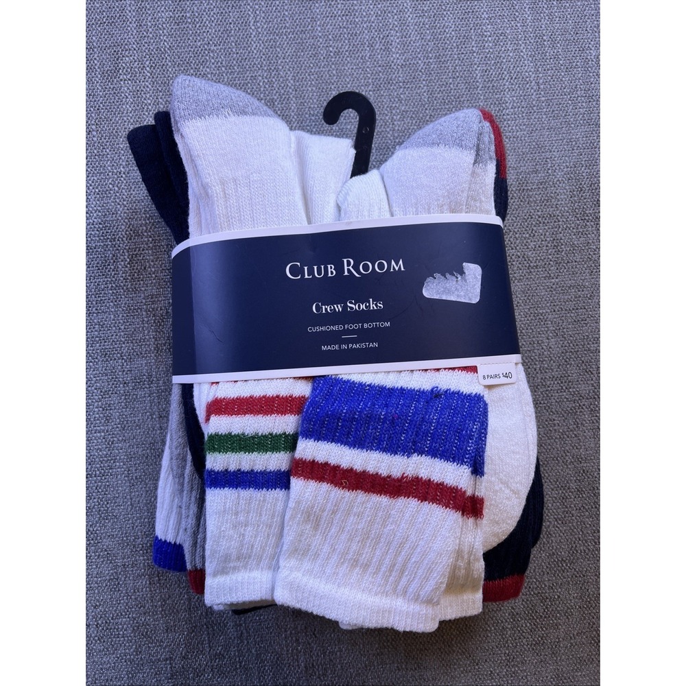 Club Room Crew Socks 8-Pack Cushioned Foot Men's Shoe SZ 7-12 Sock SZ 10-13